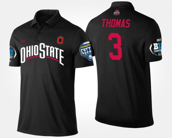 Ohio State Buckeyes Michael Thomas Men's #3 Big Ten Conference Cotton Bowl Bowl Game Black College Football Polo 2404IORL5